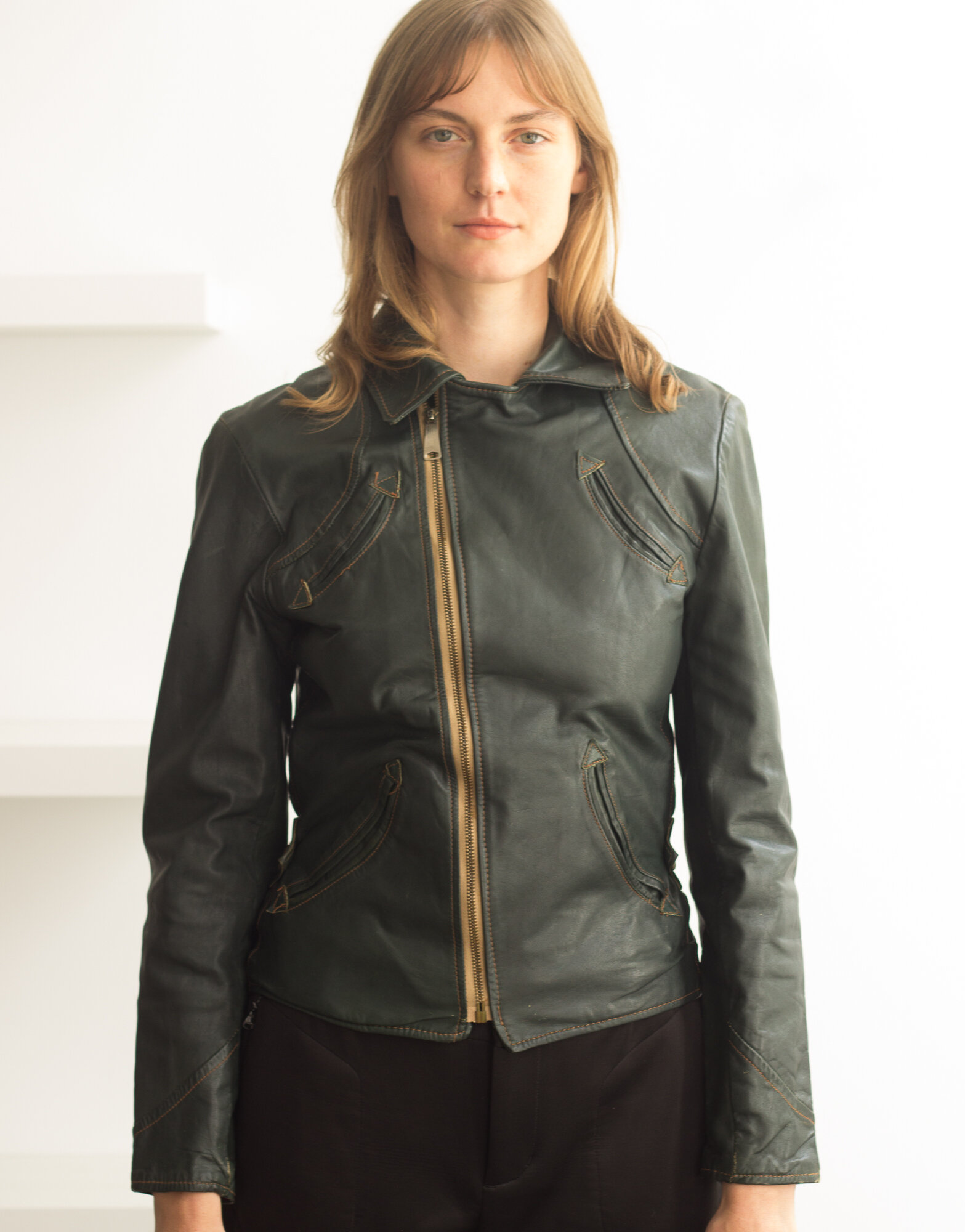 1970s KOK NYC Dark Green Leather Moto Jacket — Wayward Collection